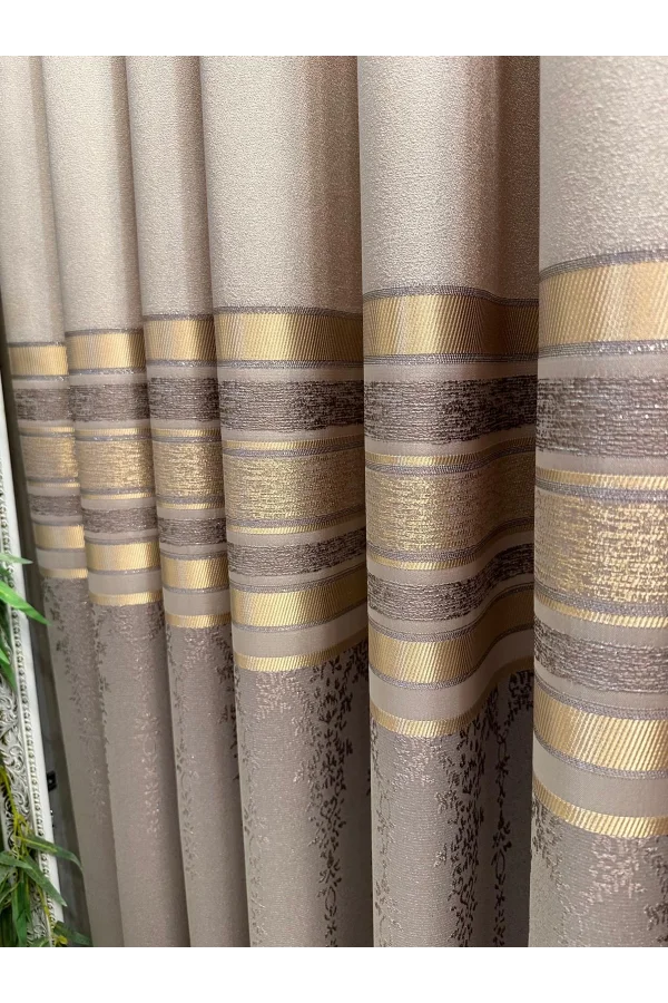 NİVEMESHOME BEYZADE FT614338 V-5202 VİZON 1/3 SIK PİLELİ FON PERDE APM