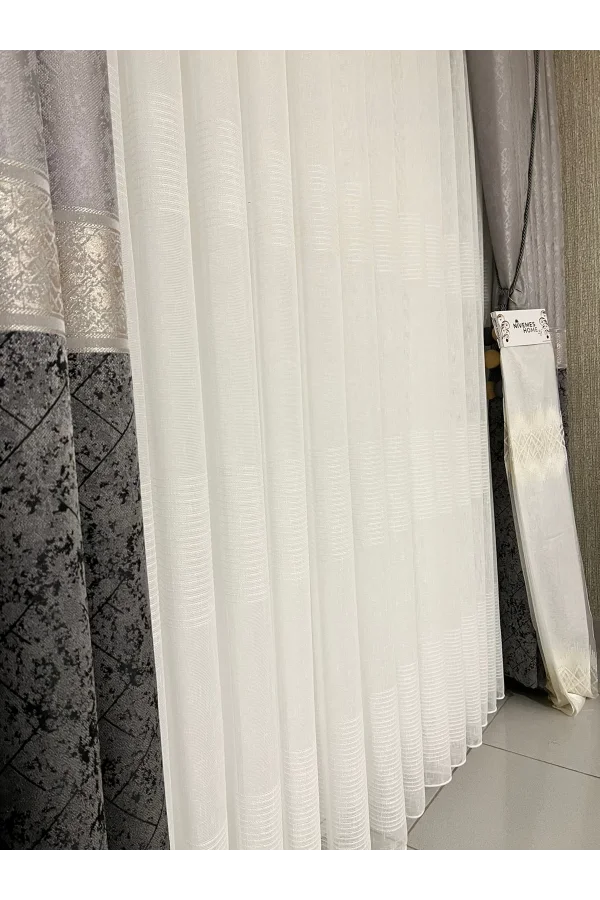 NİVEMESHOME БИГЕ KЕТЕН HY016 1/3 ЩИК ПИЛЕЛИ ТЮЛЬ ЗАНАВЕС APM