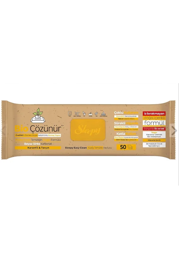 NIVEMESHOME PAÑO DE LIMPIEZA DE SUPERFICIE DE 50 HOJAS DE CLAVO Y CANELA SOLUBLE EN AGUA SLEEPY