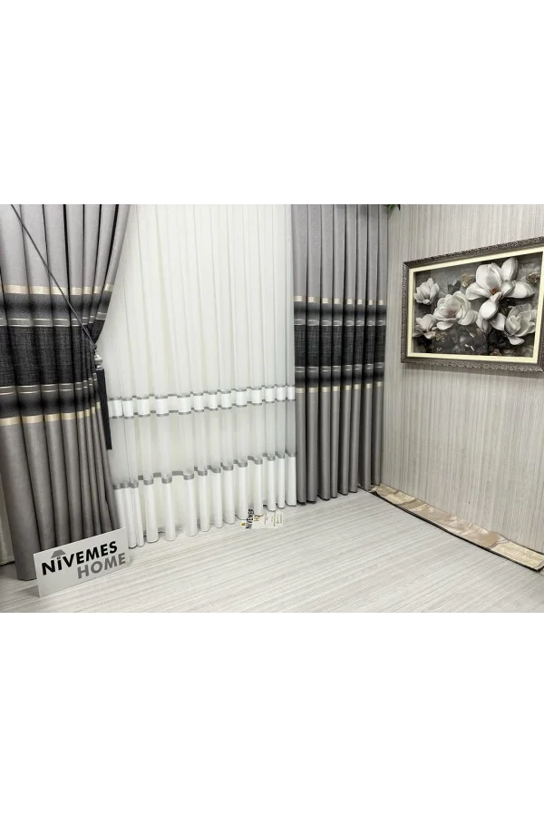 NİVEMESHOME BONİSSA 1/3 GEDRÄNGTE TÜLLGARDINE APM