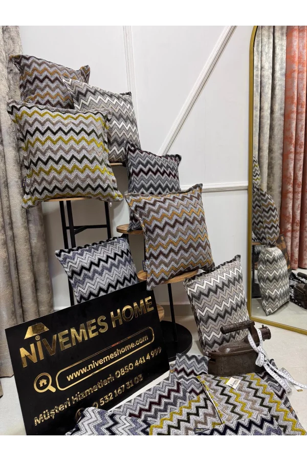 NİVEMESHOME BORDO GRİ KIRLENT KILIFI 45X45