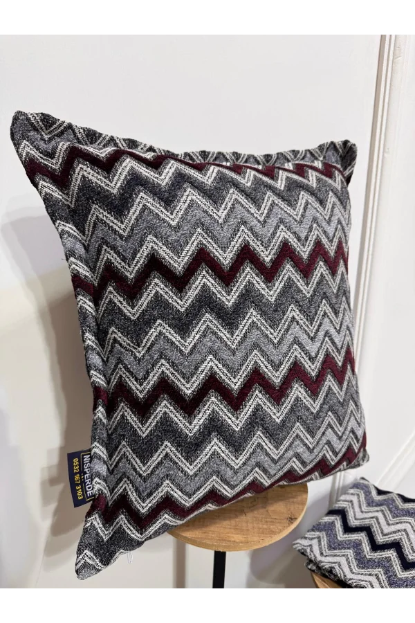 NİVEMESHOME BORDO GRİ KIRLENT KILIFI 45X45