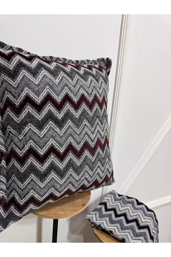 NİVEMESHOME BORDO GRİ KIRLENT KILIFI 45X45