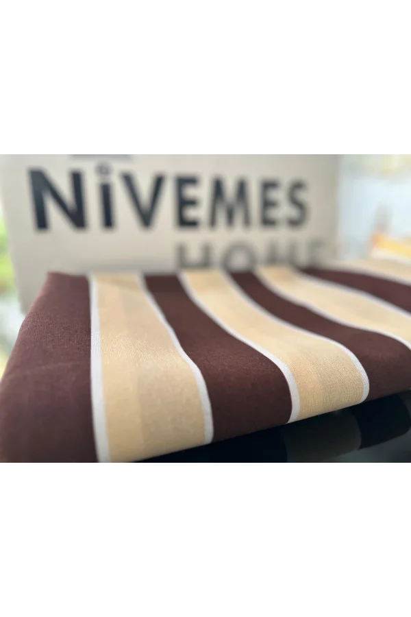 NİVEMESHOME BRANDA KAHVE - KREM BALKON PERDESİ