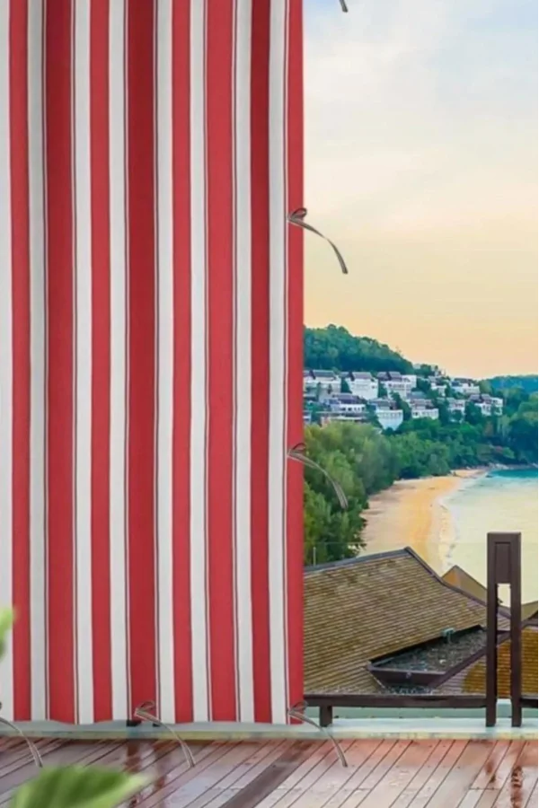 NİVEMESHOME BRANDA KIRMIZI - BEYAZ BALKON PERDESİ