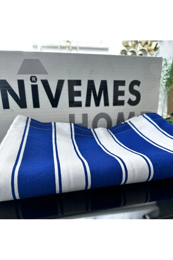 NİVEMESHOME BRANDA MAVİ - BEYAZ BALKON PERDESİ