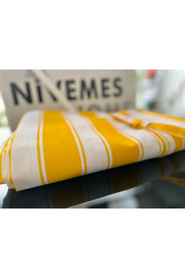 NİVEMESHOME BRANDA SARI - BEYAZ BALKON PERDESİ