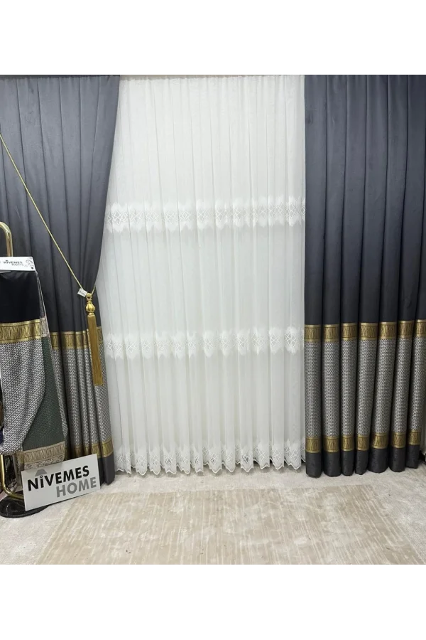 NİVEMESHOME BUKLE V-2501 1/3 Dicht gewebter Vorhang