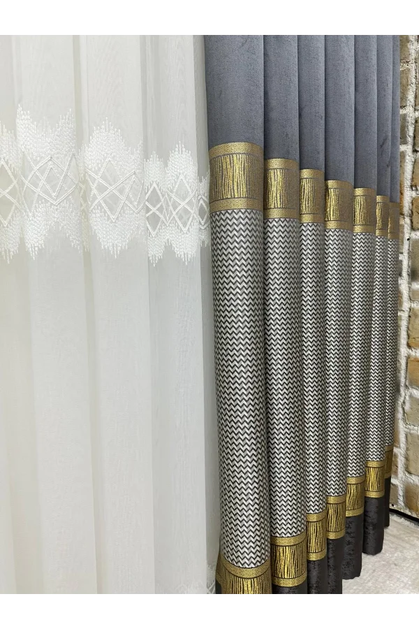 NİVEMESHOME BUKLE V-2501 1/3 Dicht gewebter Vorhang