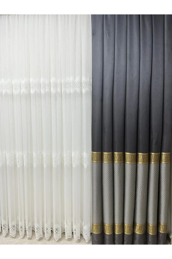 NİVEMESHOME BUKLE V-2501 1/3 Dicht gewebter Vorhang