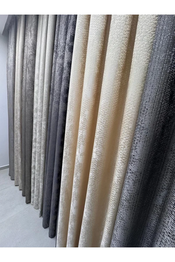 NİVEMESHOME ÇAĞLA V-5201 KREM 1/3 PİLELİ FON PERDE