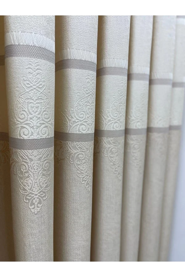 NİVEMESHOME ÇAKI FJ672069 V-115 KREM 1/3 SIK PİLELİ FON PERDE APM