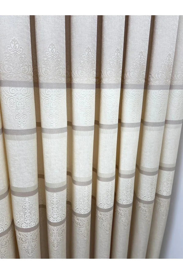 NİVEMESHOME ÇAKI FJ672069 V-115 KREM 1/3 SIK PİLELİ FON PERDE APM