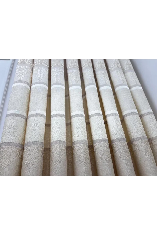 NİVEMESHOME ÇAKI FJ672069 V-115 KREM 1/3 SIK PİLELİ FON PERDE APM