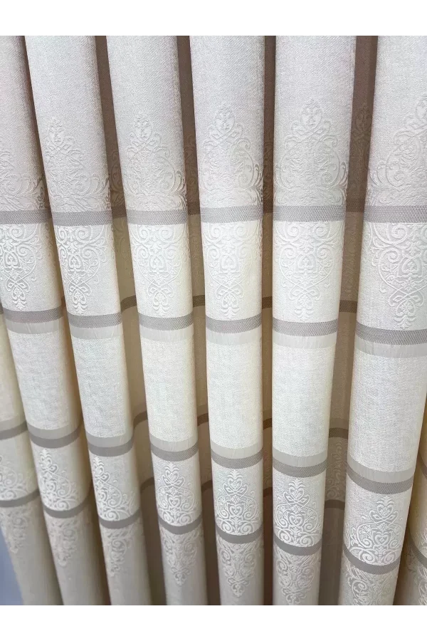 NİVEMESHOME ÇAKI FJ672069 V-115 KREM 1/3 SIK PİLELİ FON PERDE APM