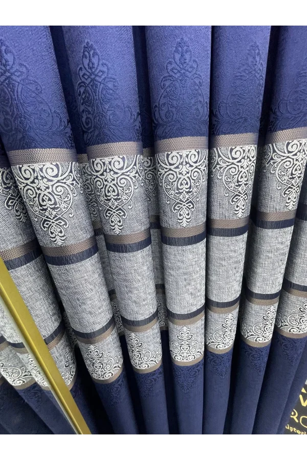 NİVEMESHOME ÇAKI FJ672069 V-530 LACİVERT 1/3 SIK PİLELİ FON PERDE APM