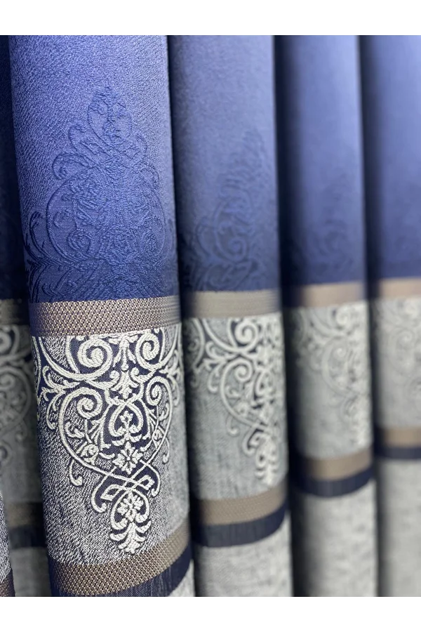 NİVEMESHOME ÇAKI FJ672069 V-530 LACİVERT 1/3 SIK PİLELİ FON PERDE APM