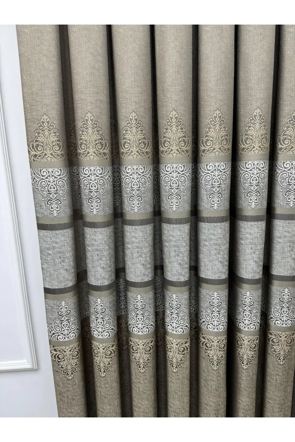 NİVEMESHOME CAÑA FJ672069 V-5327 TIERRA 1/3 FUNDA DE CORTINA DE PELUSA GRUESA APM