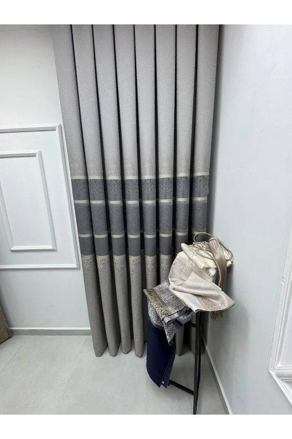 NİVEMESHOME ÇAKI FJ672069 V-5422 TAŞ 1/3 SIK PİLELİ FON PERDE APM