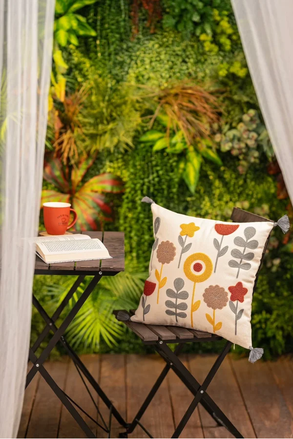 NIVEMESHOME غطاء وسادة مطرز بأزهار 45x45