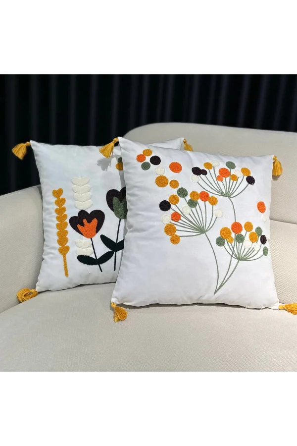 نİVEMESHOME غطاء وسادة مطرز بالأزهار 45x45