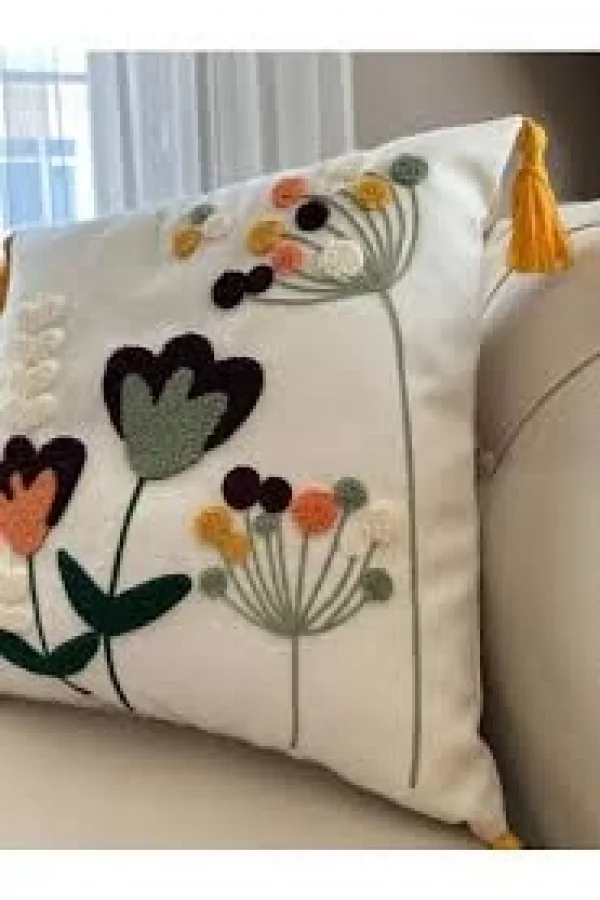 نİVEMESHOME غطاء وسادة مطرز بالأزهار 45x45