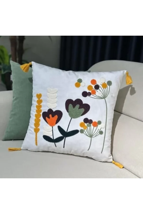 نİVEMESHOME غطاء وسادة مطرز بالأزهار 45x45