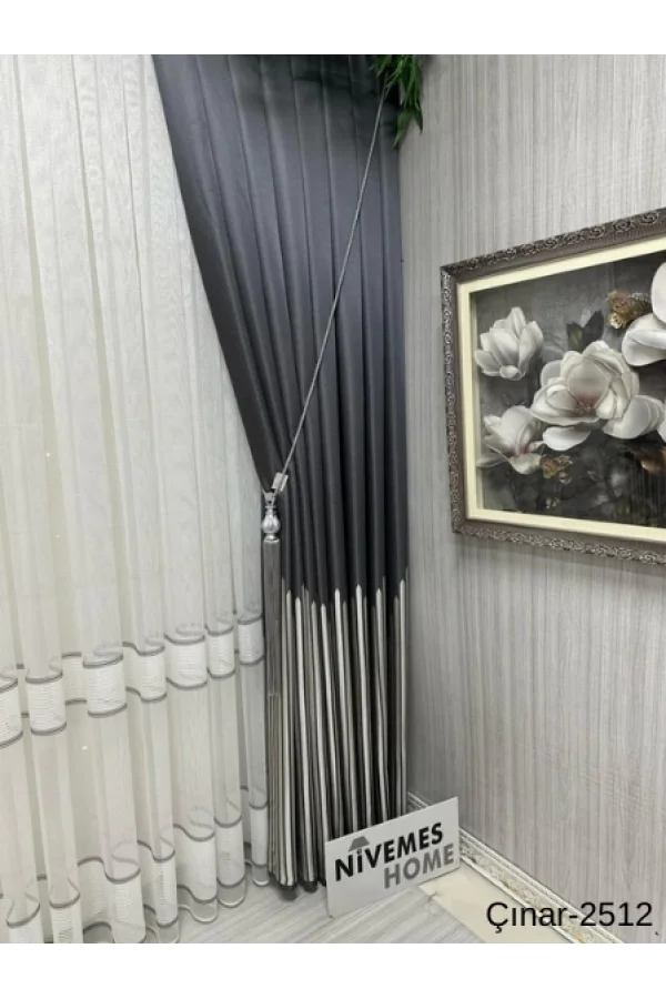 NİVEMESHOME ÇINAR ANTRASIT 2512 1/3 SIK GEFALTETER VORHANG APM
