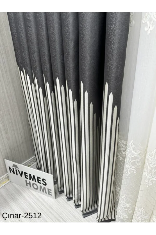 NİVEMESHOME ÇINAR ANTRASIT 2512 1/3 SIK GEFALTETER VORHANG APM