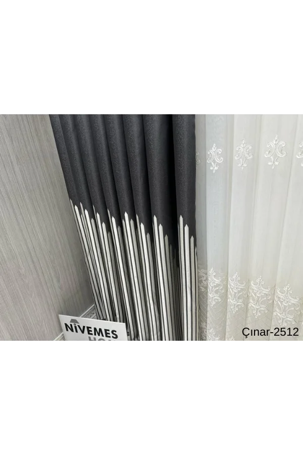 NİVEMESHOME ÇINAR ANTRASIT 2512 1/3 SIK GEFALTETER VORHANG APM