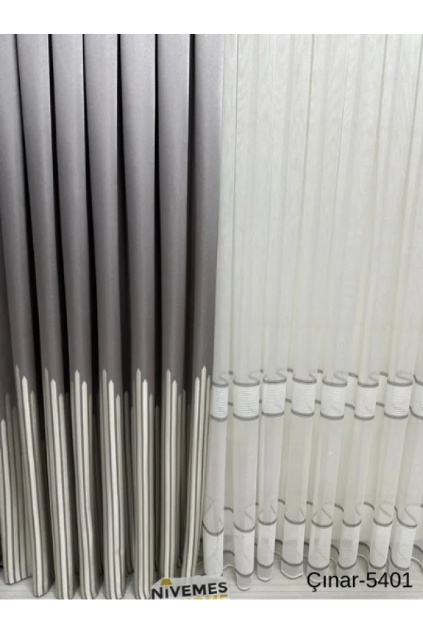 NİVEMESHOME ÇИНАР СЕРЕБРО 5401 1/3 ЧАСТОЛИНЕЙНАЯ ФОНОВАЯ ШТОРА АПМ