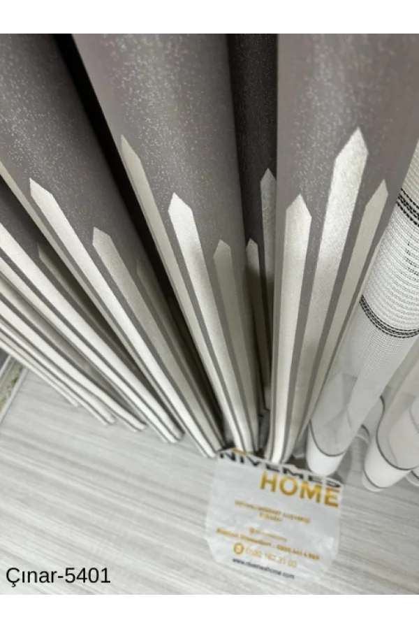 NİVEMESHOME ÇИНАР СЕРЕБРО 5401 1/3 ЧАСТОЛИНЕЙНАЯ ФОНОВАЯ ШТОРА АПМ
