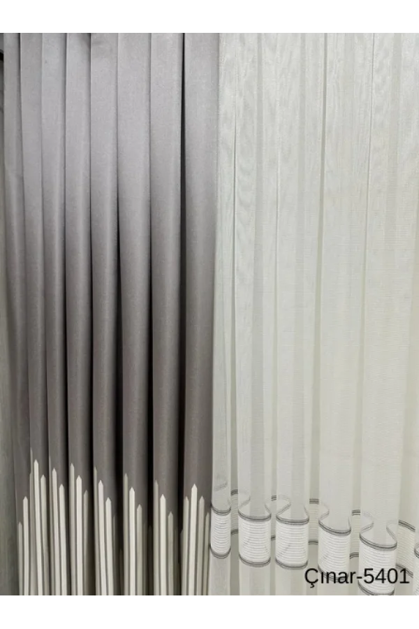 NİVEMESHOME ÇИНАР СЕРЕБРО 5401 1/3 ЧАСТОЛИНЕЙНАЯ ФОНОВАЯ ШТОРА АПМ