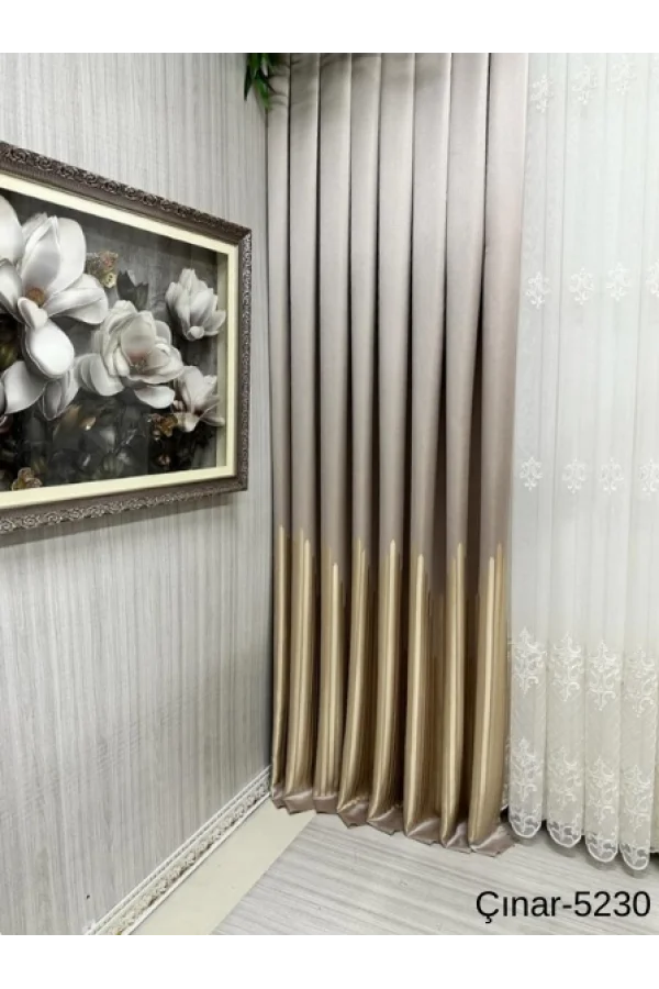 NİVEMESHOME ÇINAR KOYU KAHVE - ORO 5230 1/3 SIK PİLLADO FON CORTINA APM