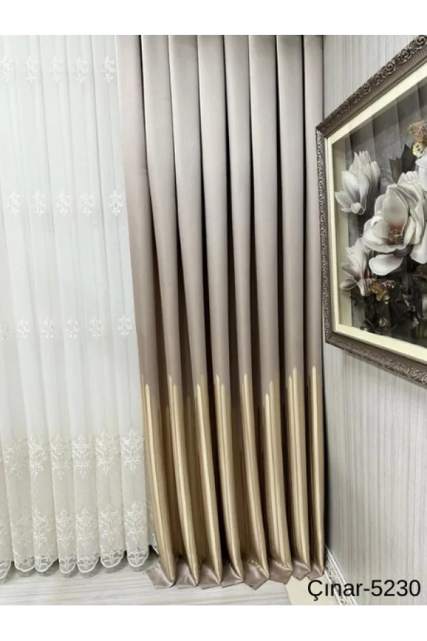 NİVEMESHOME ÇINAR KOYU KAHVE - ORO 5230 1/3 SIK PİLLADO FON CORTINA APM
