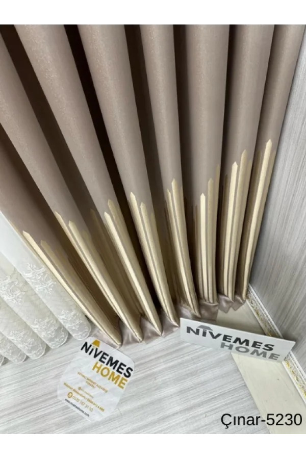 NİVEMESHOME ÇINAR KOYU KAHVE - ORO 5230 1/3 SIK PİLLADO FON CORTINA APM