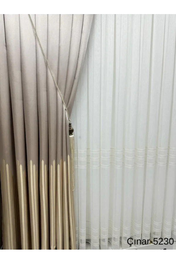 NİVEMESHOME ÇINAR KOYU KAHVE - ORO 5230 1/3 SIK PİLLADO FON CORTINA APM