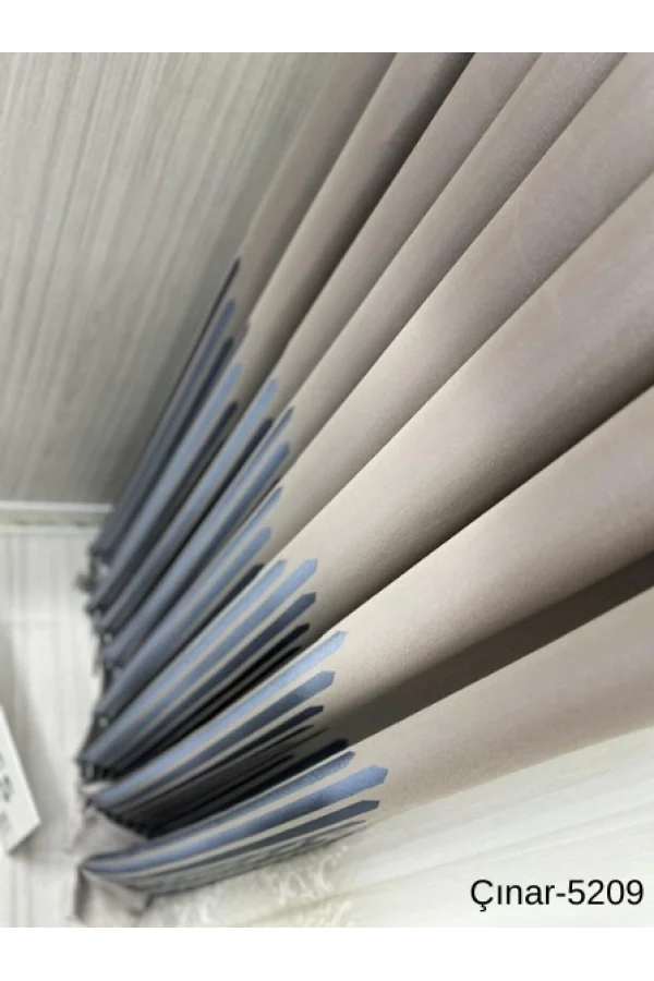 NİVEMESHOME ÇINAR DUNKELBRAUN -BLAU 5209 1/3 DICHT GEFALTETER VORHANG APM