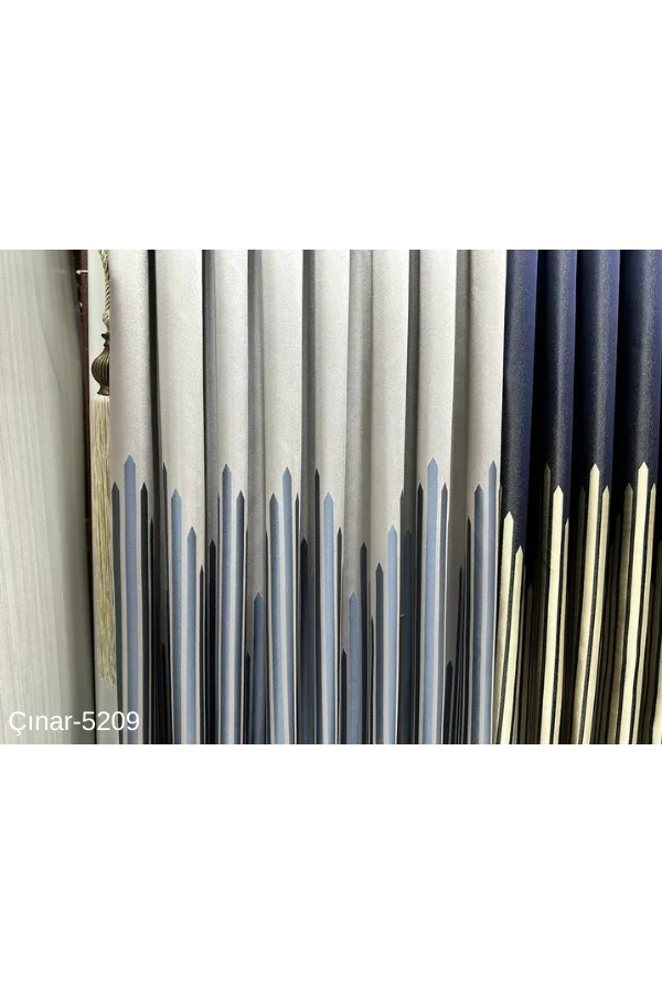 NİVEMESHOME ÇINAR DUNKELBRAUN -BLAU 5209 1/3 DICHT GEFALTETER VORHANG APM