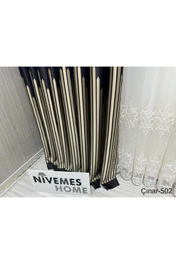 NİVEMESHOME ÇINAR DUNKELBLAU 502 1/3 DICHT GEFALTETER VORHANG APM