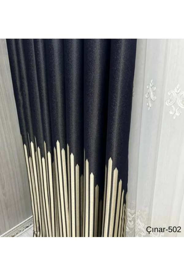 NİVEMESHOME ÇINAR DUNKELBLAU 502 1/3 DICHT GEFALTETER VORHANG APM
