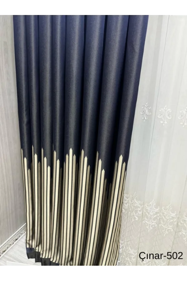 NİVEMESHOME ÇINAR DUNKELBLAU 502 1/3 DICHT GEFALTETER VORHANG APM