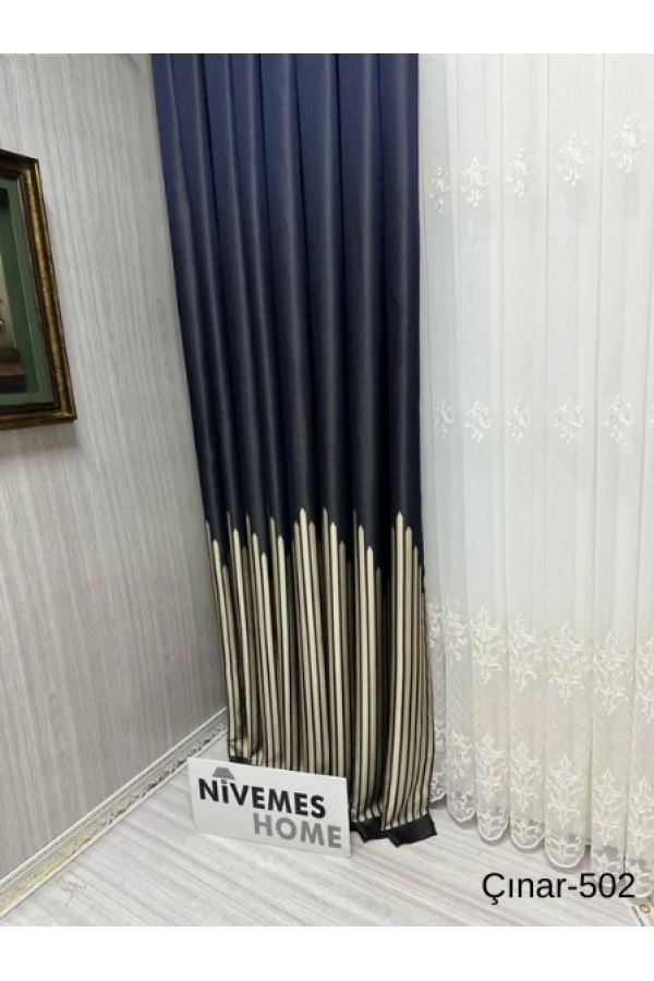 NİVEMESHOME ZYPRESSE BLAU 502 1/3 GERAFFTE VORHANGPLISSEE APM