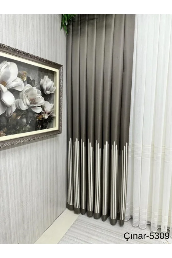 NİVEMESHOME ÇINAR TOPRAK 5309 1/3 SIK PİLELİ FON PERDE APM