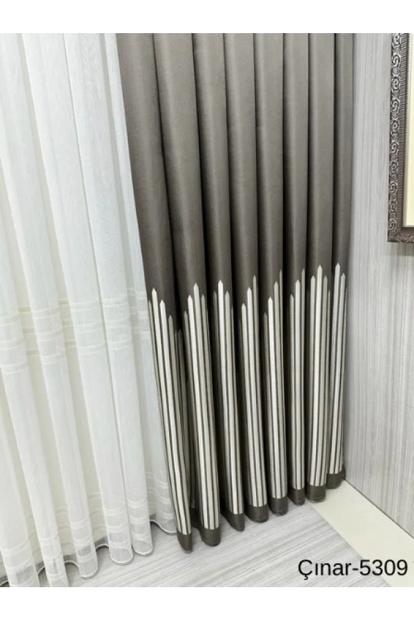 NİVEMESHOME ÇINAR TOPRAK 5309 1/3 SIK PİLELİ FON PERDE APM