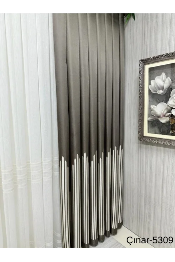 NİVEMESHOME ÇINAR TOPRAK 5309 1/3 SIK PİLELİ FON PERDE APM