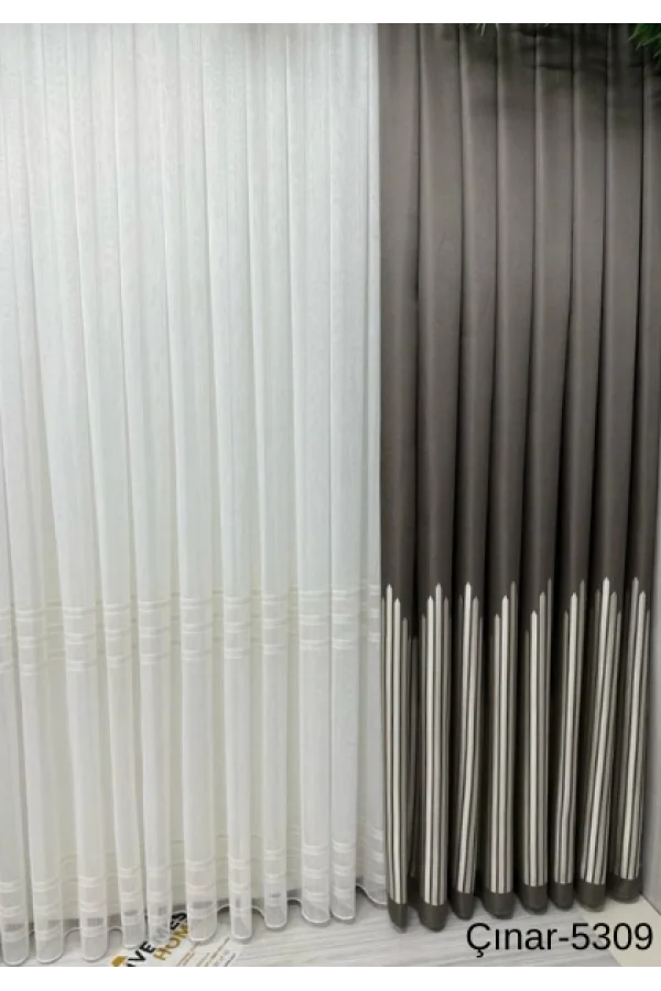 NİVEMESHOME ÇINAR TOPRAK 5309 1/3 SIK PİLELİ FON PERDE APM