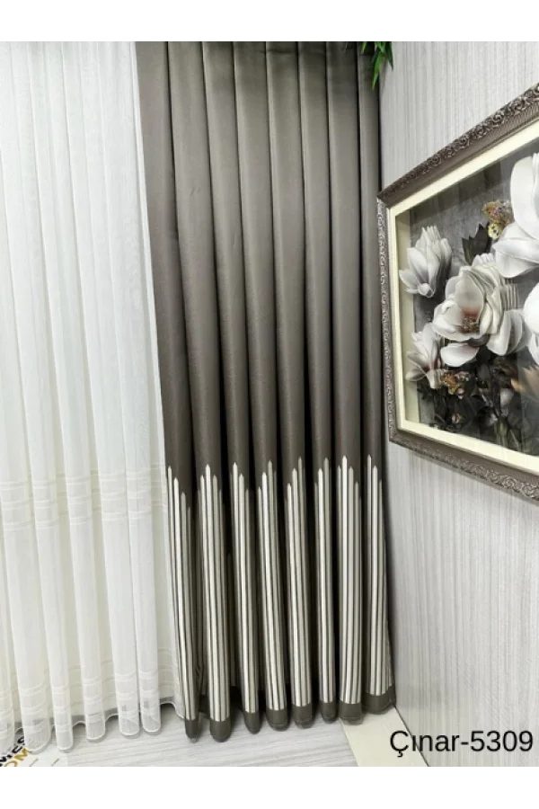 NİVEMESHOME ÇINAR TOPRAK 5309 1/3 SIK PİLELİ FON PERDE APM