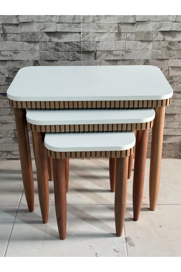 NİVEMESHOME DALYA KREM-CEVİZ ZİGON SEHPA