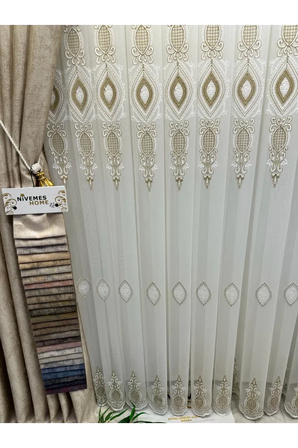 NİVEMESHOME DAMLA 1631 1/3 SIK PİLELİ TÜL PERDE APM